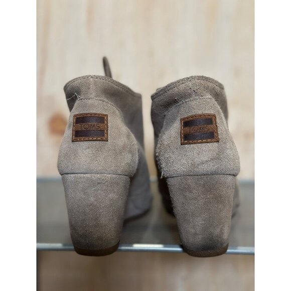 Toms Suede Desert Wedges Ankle Boots Lace-Up Booties Taupe Beige Size Womens 8 - Picture 13 of 16